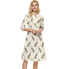 Dragonfy Insect Pattern Classy Knee Length Dress by Maspions