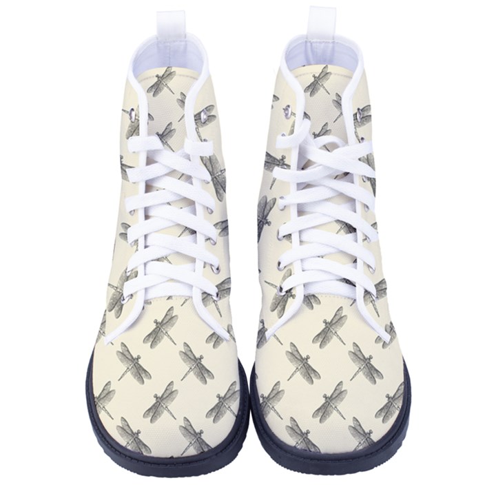 Dragonfy Insect Pattern Men s High-Top Canvas Sneakers