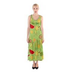 Art Fruits Pattern Sleeveless Maxi Dress