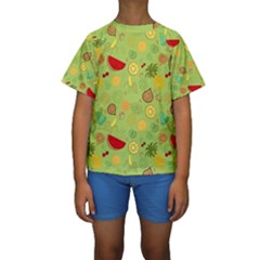 Art Fruits Pattern Kids  Short Sleeve Swimwear