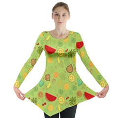 Art Fruits Pattern Long Sleeve Tunic  by Maspions