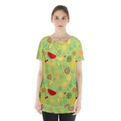 Art Fruits Pattern Skirt Hem Sports Top