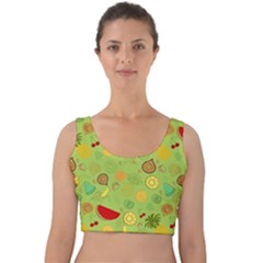 Art Fruits Pattern Velvet Crop Top