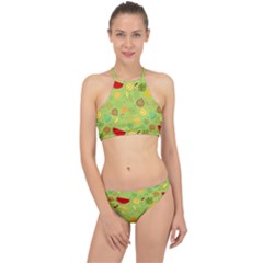 Art Fruits Pattern Halter Bikini Set