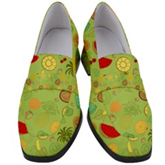 Art Fruits Pattern Women s Chunky Heel Loafers