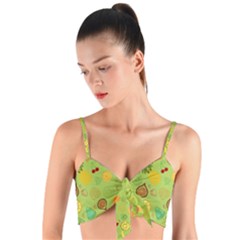 Art Fruits Pattern Woven Tie Front Bralet