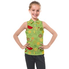 Art Fruits Pattern Kids  Sleeveless Polo T-shirt