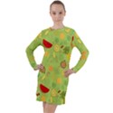 Art Fruits Pattern Long Sleeve Hoodie Dress View1