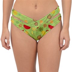 Art Fruits Pattern Double Strap Halter Bikini Bottoms