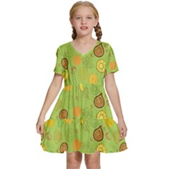 Art Fruits Pattern Kids  Short Sleeve Tiered Mini Dress