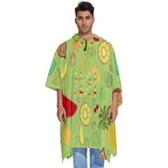 Art Fruits Pattern Men s Hooded Rain Ponchos