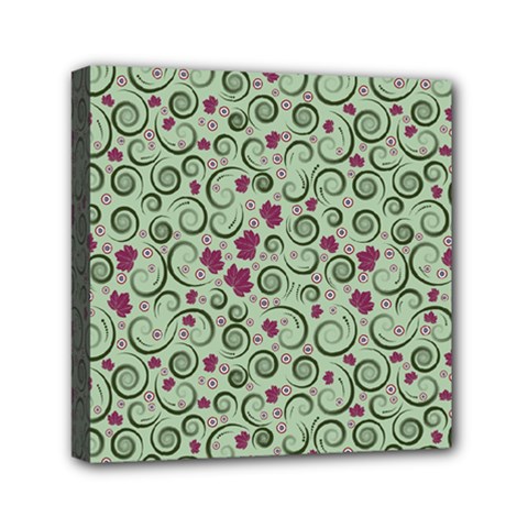 Swirls Foliage Leaves Green Mini Canvas 6  X 6  (stretched)