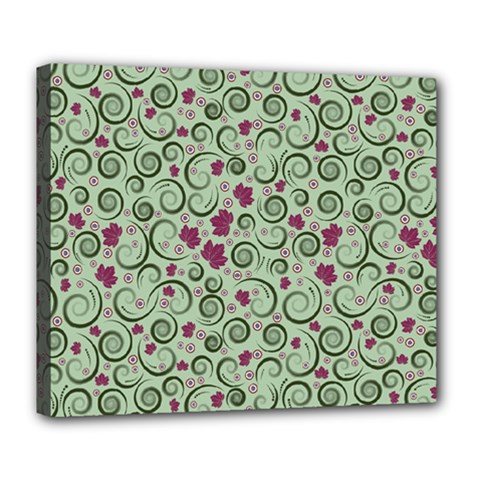 Swirls Foliage Leaves Green Deluxe Canvas 24  X 20  (stretched)