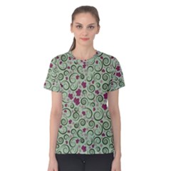 Swirls Foliage Leaves Green Women s Cotton T-shirt