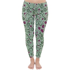 Swirls Foliage Leaves Green Classic Winter Leggings