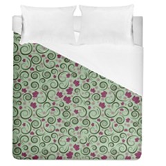 Swirls Foliage Leaves Green Duvet Cover (queen Size)