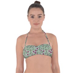 Swirls Foliage Leaves Green Tie Back Bikini Top