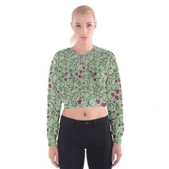 Swirls Foliage Leaves Green Cropped Sweatshirt