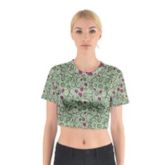 Swirls Foliage Leaves Green Cotton Crop Top by Maspions