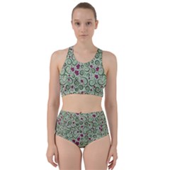 Swirls Foliage Leaves Green Racer Back Bikini Set