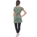 Swirls Foliage Leaves Green Puff Sleeve Tunic Top View2