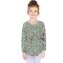 Swirls Foliage Leaves Green Kids  Long Sleeve T-shirt