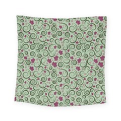 Swirls Foliage Leaves Green Square Tapestry (small)