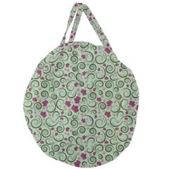 Swirls Foliage Leaves Green Giant Round Zipper Tote