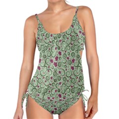 Swirls Foliage Leaves Green Tankini Set