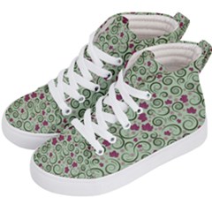 Swirls Foliage Leaves Green Kids  Hi-top Skate Sneakers