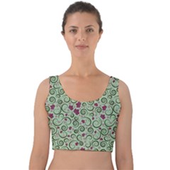 Swirls Foliage Leaves Green Velvet Crop Top