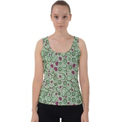 Swirls Foliage Leaves Green Velvet Tank Top