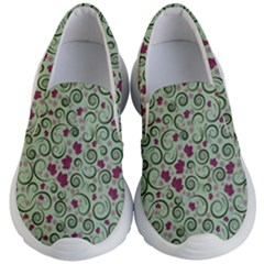 Swirls Foliage Leaves Green Kids Lightweight Slip Ons