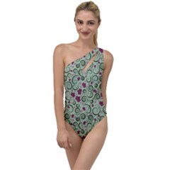 Swirls Foliage Leaves Green To One Side Swimsuit