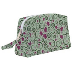 Swirls Foliage Leaves Green Wristlet Pouch Bag (large)