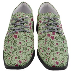 Swirls Foliage Leaves Green Women Heeled Oxford Shoes