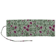 Swirls Foliage Leaves Green Roll Up Canvas Pencil Holder (m)