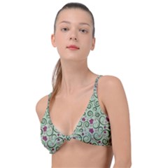 Swirls Foliage Leaves Green Knot Up Bikini Top