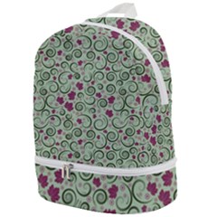 Swirls Foliage Leaves Green Zip Bottom Backpack