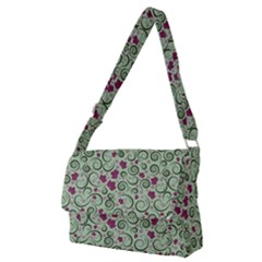 Swirls Foliage Leaves Green Full Print Messenger Bag (m)