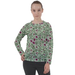 Swirls Foliage Leaves Green Women s Long Sleeve Raglan T-shirt