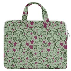 Swirls Foliage Leaves Green Macbook Pro 15  Double Pocket Laptop Bag 