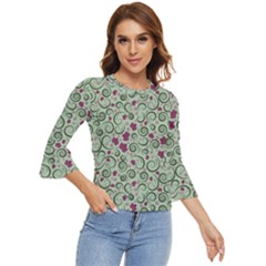 Swirls Foliage Leaves Green Bell Sleeve Top