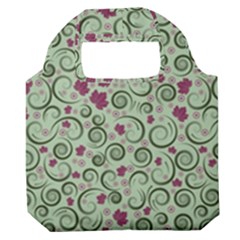 Swirls Foliage Leaves Green Premium Foldable Grocery Recycle Bag