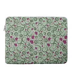 Swirls Foliage Leaves Green 15  Vertical Laptop Sleeve Case With Pocket by Maspions