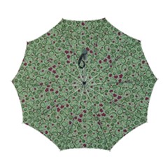 Swirls Foliage Leaves Green Automatic Folding Umbrella With Case (large)