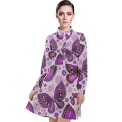 Butterflies Butterfly Insect Animal Nature Long Sleeve Chiffon Shirt Dress by Maspions