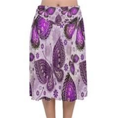 Butterflies Butterfly Insect Animal Nature Velvet Flared Midi Skirt