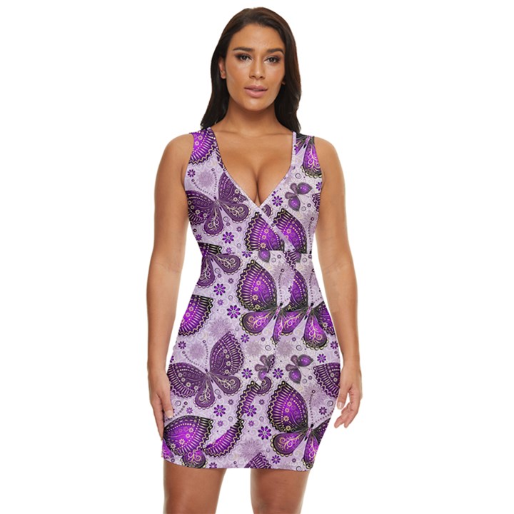 Butterflies Butterfly Insect Animal Nature Draped Bodycon Dress