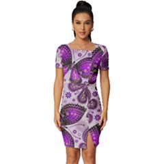 Butterflies Butterfly Insect Animal Nature Fitted Knot Split End Bodycon Dress